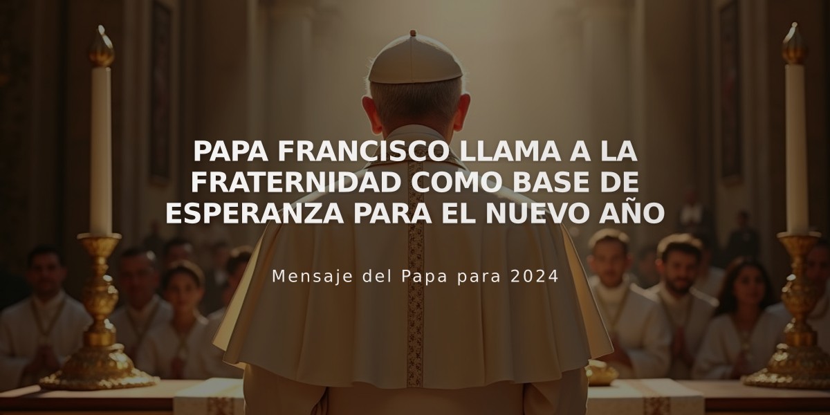 Papa Francisco llama a la fraternidad como base de esperanza para el nuevo año