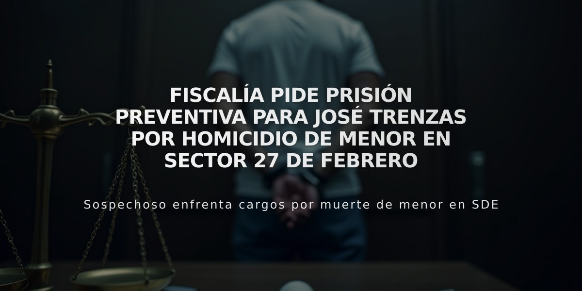 Fiscalía pide prisión preventiva para José Trenzas por homicidio de menor en sector 27 de Febrero