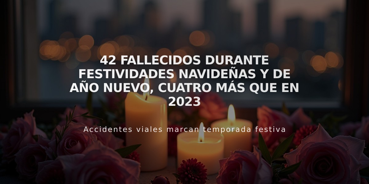 42 fallecidos durante festividades navideñas y de Año Nuevo, cuatro más que en 2023