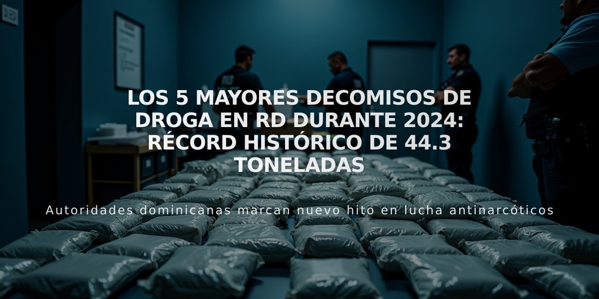 Los 5 mayores decomisos de droga en RD durante 2024: Récord histórico de 44.3 toneladas