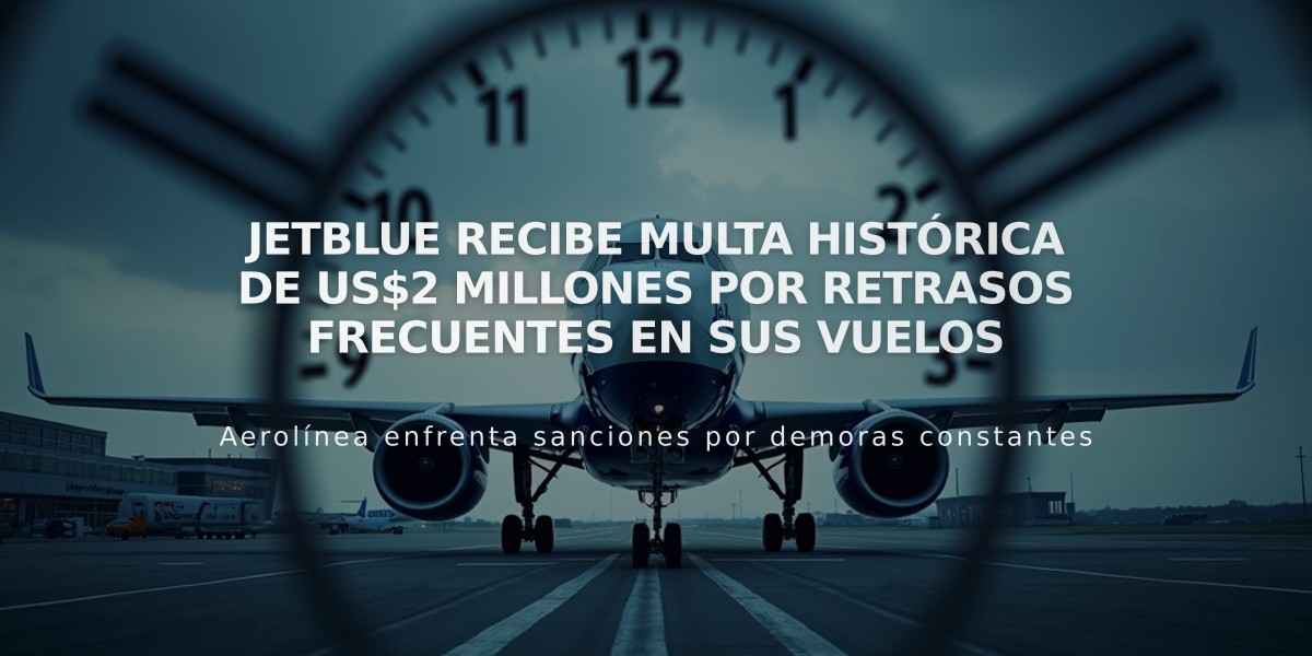 JetBlue recibe multa histórica de US$2 millones por retrasos frecuentes en sus vuelos