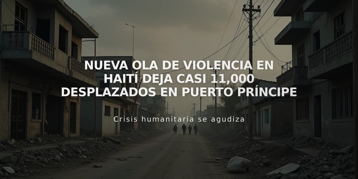 Nueva ola de violencia en Haití deja casi 11,000 desplazados en Puerto Príncipe