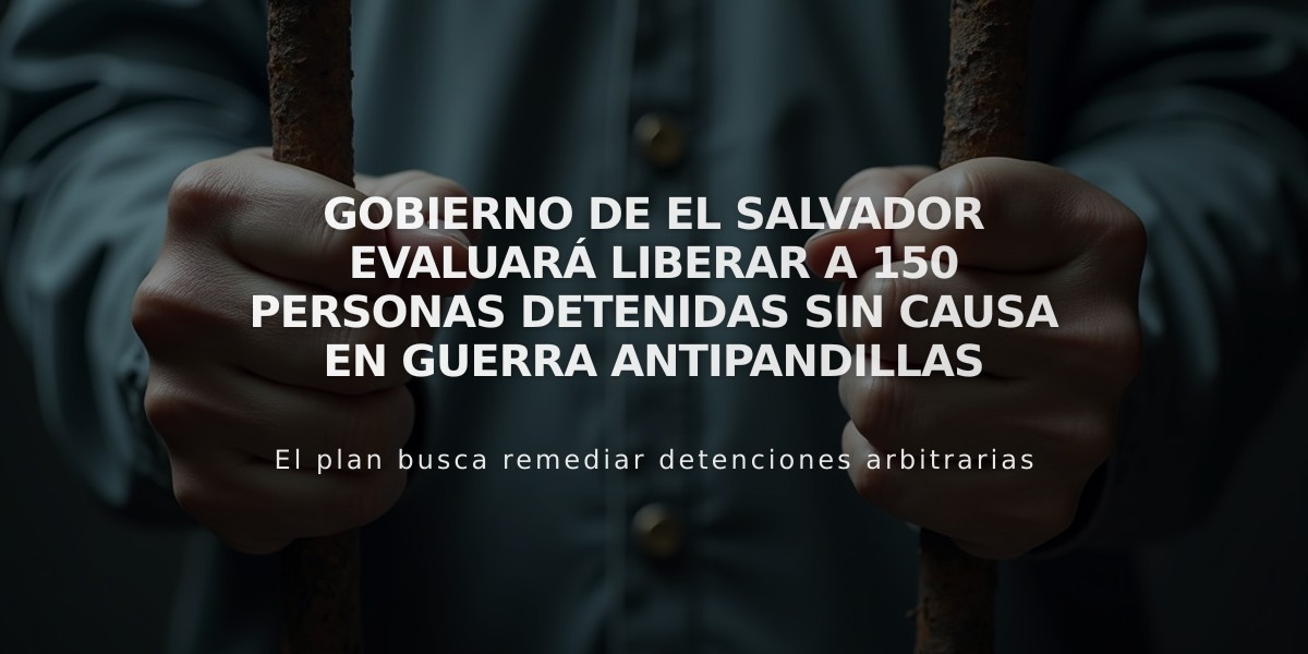 Gobierno de El Salvador evaluará liberar a 150 personas detenidas sin causa en guerra antipandillas