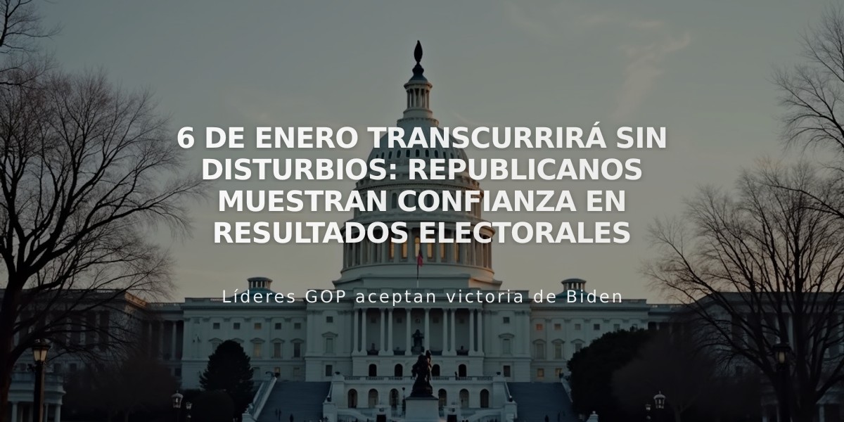 6 de enero transcurrirá sin disturbios: Republicanos muestran confianza en resultados electorales