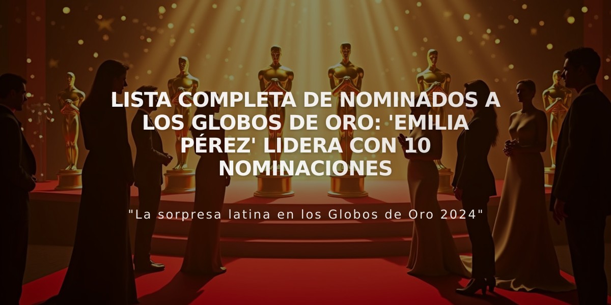 Lista completa de nominados a los Globos de Oro: 'Emilia Pérez' lidera con 10 nominaciones