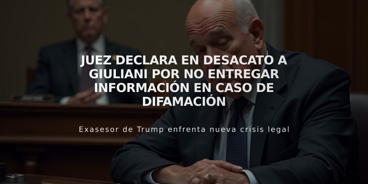 Juez declara en desacato a Giuliani por no entregar información en caso de difamación