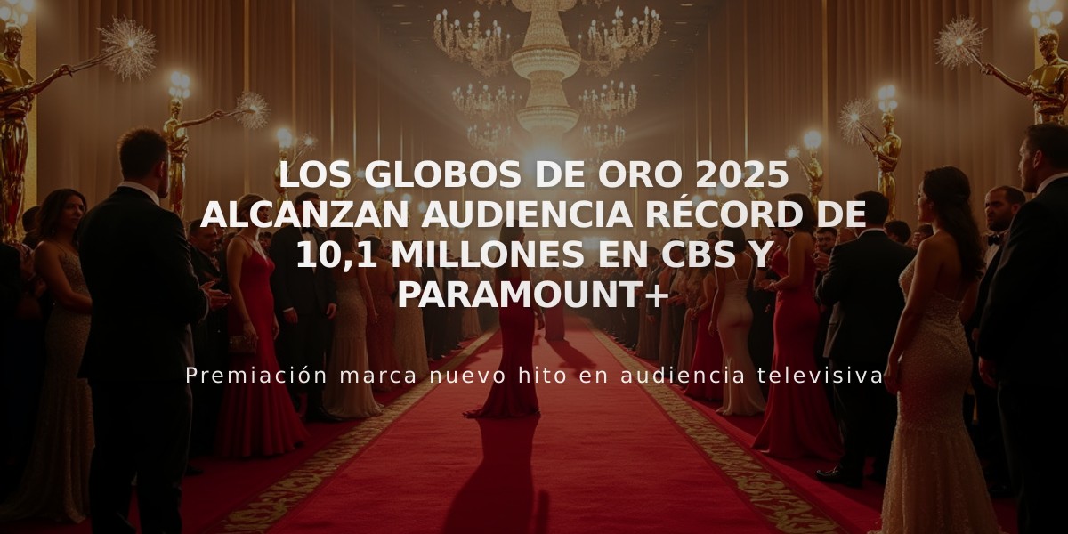 Los Globos de Oro 2025 alcanzan audiencia récord de 10,1 millones en CBS y Paramount+