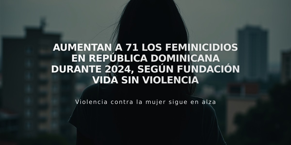 Aumentan a 71 los feminicidios en República Dominicana durante 2024, según Fundación Vida Sin Violencia