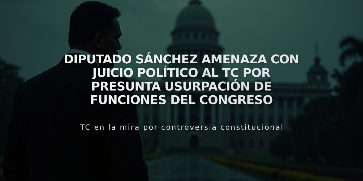 Diputado Sánchez amenaza con juicio político al TC por presunta usurpación de funciones del Congreso