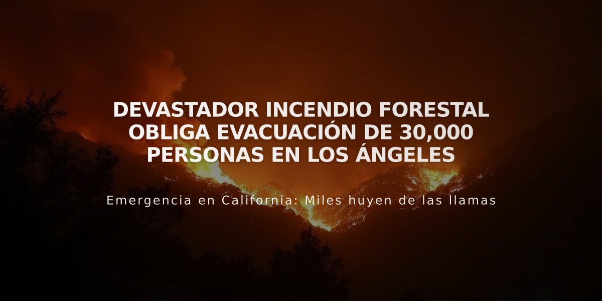 Devastador incendio forestal obliga evacuación de 30,000 personas en Los Ángeles