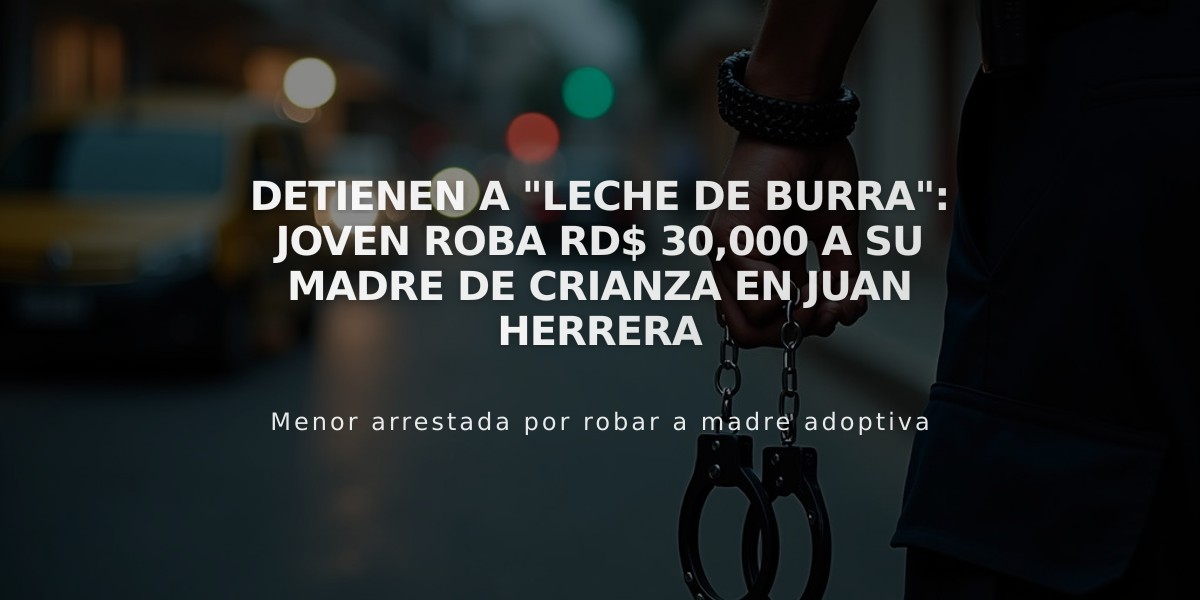 Detienen a "Leche de Burra": Joven roba RD$ 30,000 a su madre de crianza en Juan Herrera