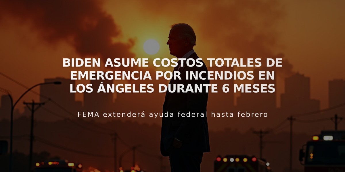 Biden asume costos totales de emergencia por incendios en Los Ángeles durante 6 meses