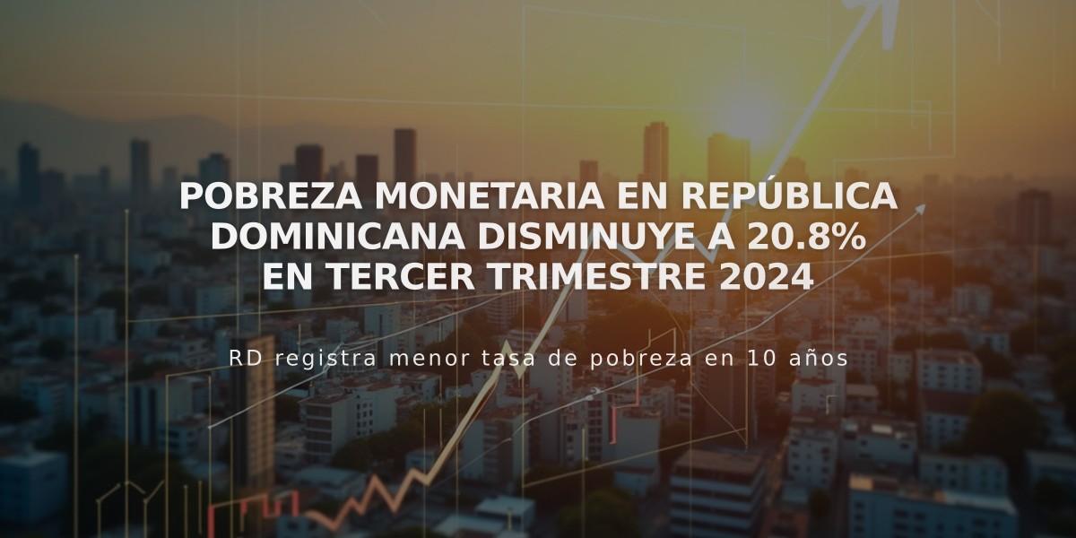 Pobreza monetaria en República Dominicana disminuye a 20.8% en tercer trimestre 2024