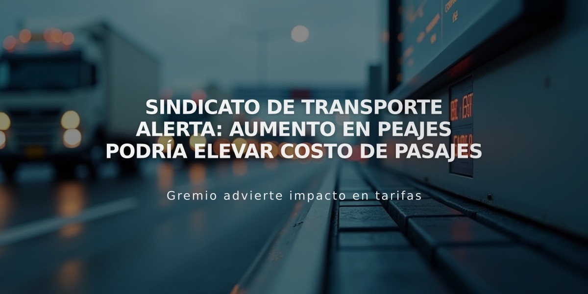 Sindicato de transporte alerta: Aumento en peajes podría elevar costo de pasajes