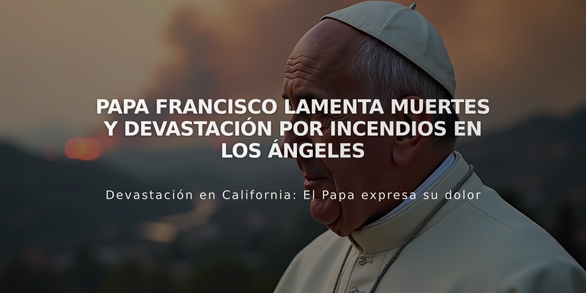 Papa Francisco lamenta muertes y devastación por incendios en Los Ángeles