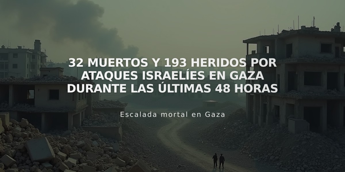 32 muertos y 193 heridos por ataques israelíes en Gaza durante las últimas 48 horas