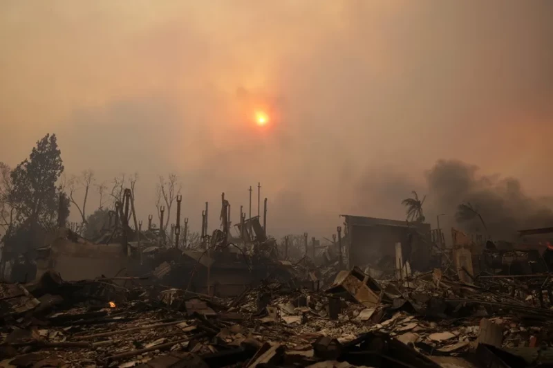 Restos quemados tras incendio devastador