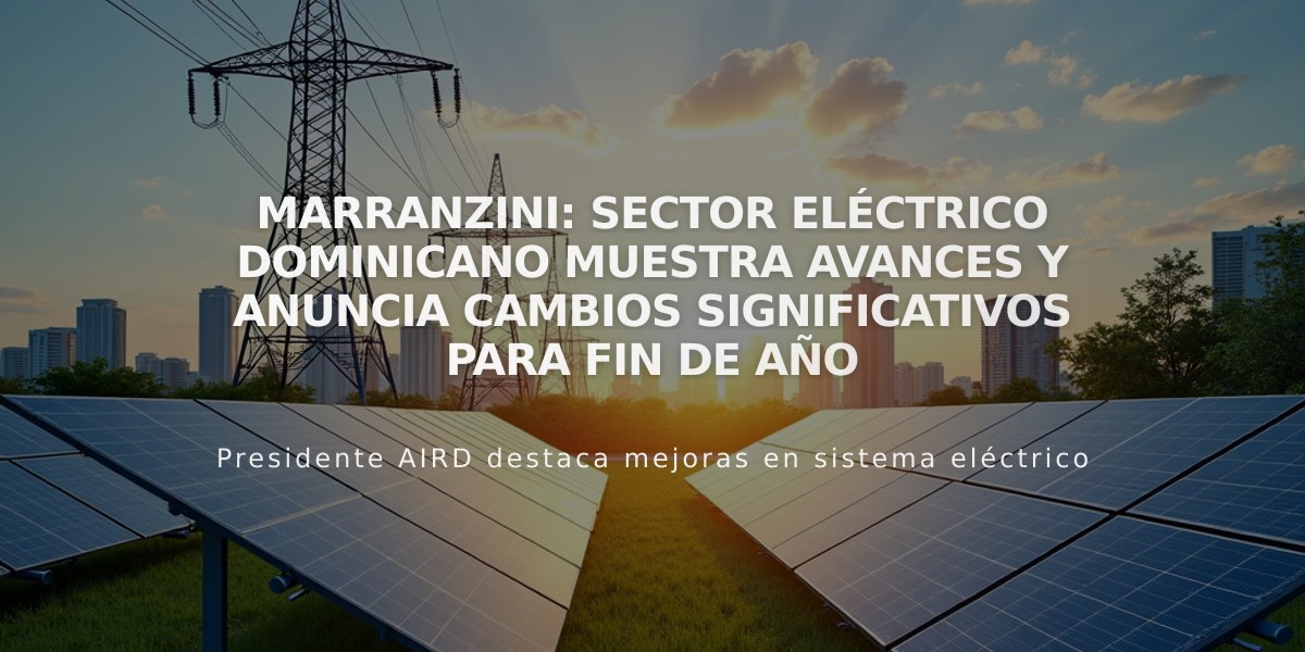 Marranzini: Sector eléctrico dominicano muestra avances y anuncia cambios significativos para fin de año