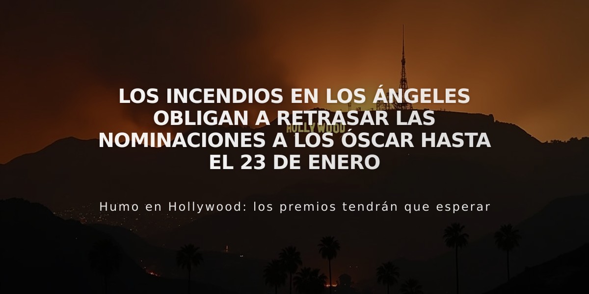 Los incendios en Los Ángeles obligan a retrasar las nominaciones a los Óscar hasta el 23 de enero