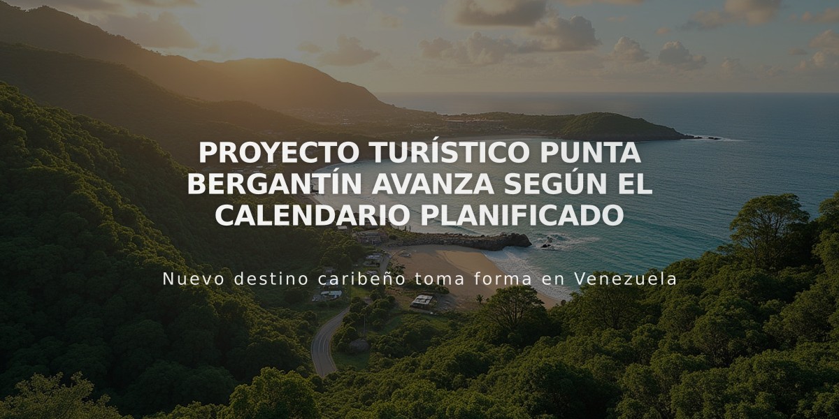 Proyecto turístico Punta Bergantín avanza según el calendario planificado