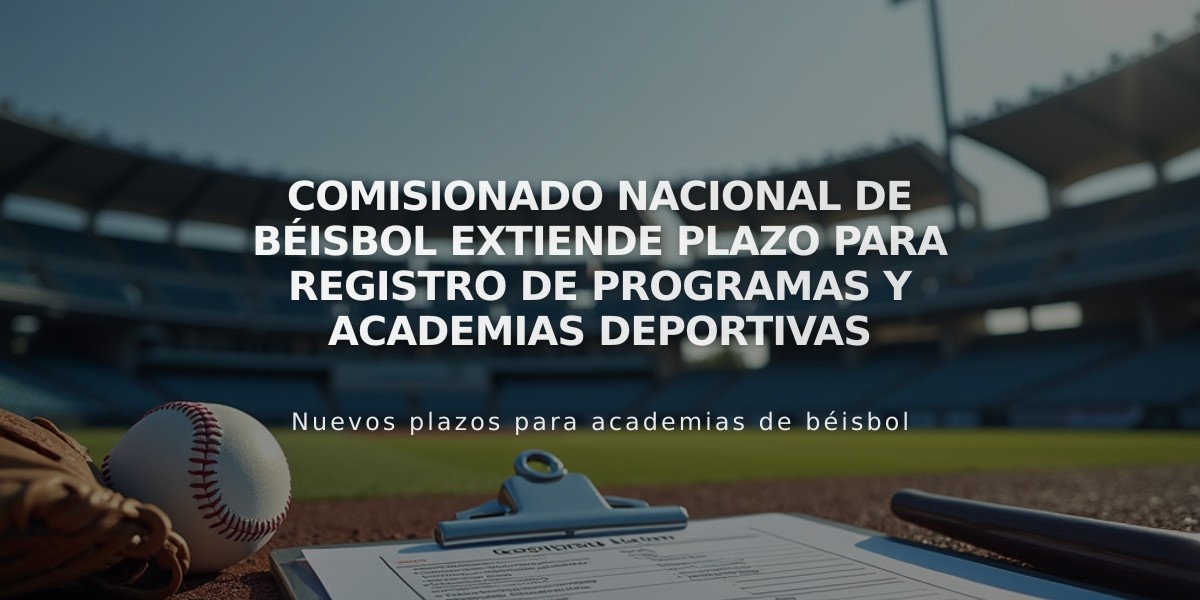 Comisionado Nacional de Béisbol extiende plazo para registro de programas y academias deportivas