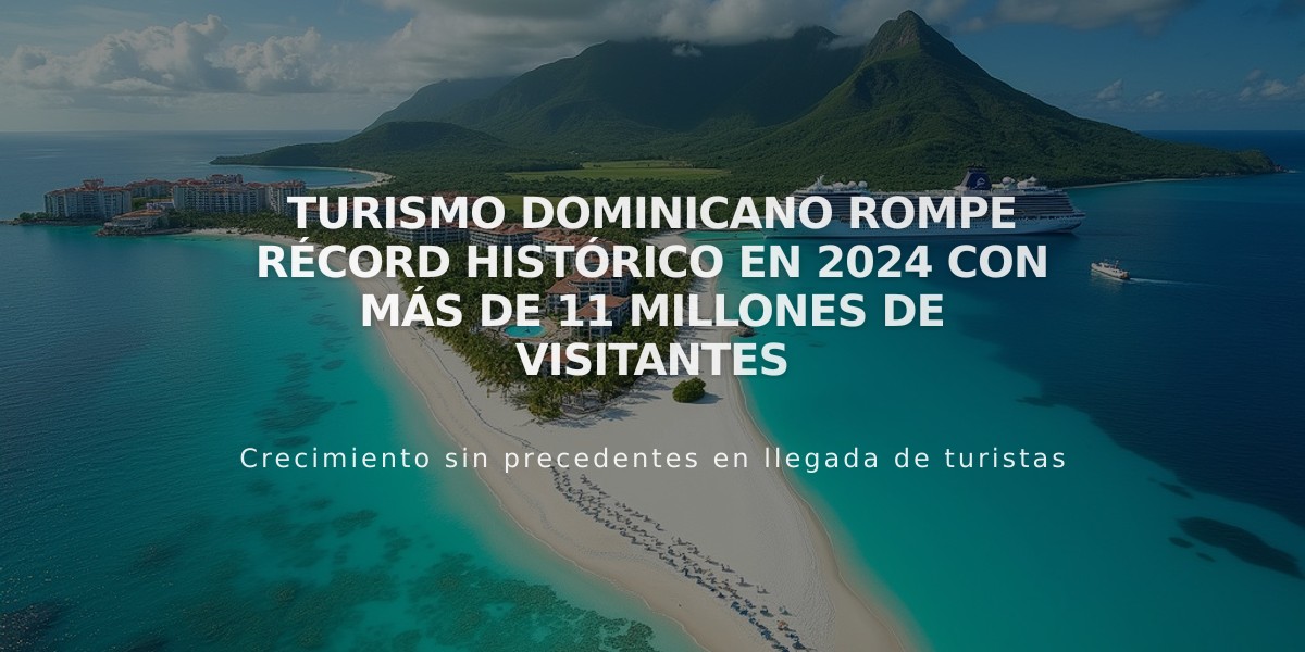 Turismo dominicano rompe récord histórico en 2024 con más de 11 millones de visitantes