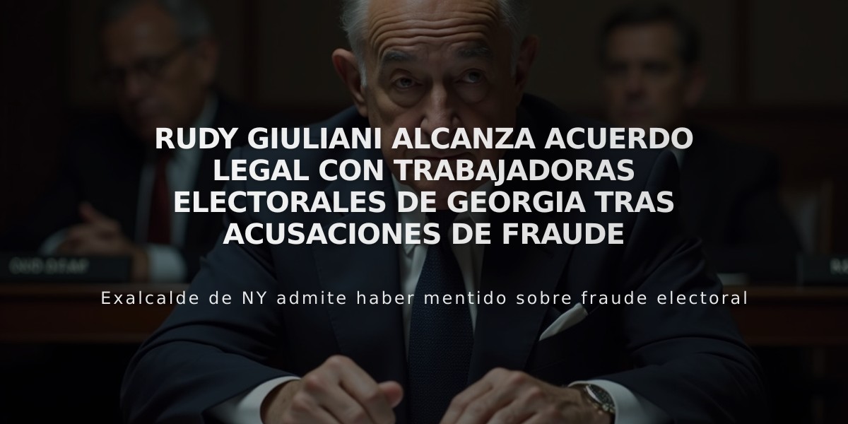 Rudy Giuliani alcanza acuerdo legal con trabajadoras electorales de Georgia tras acusaciones de fraude