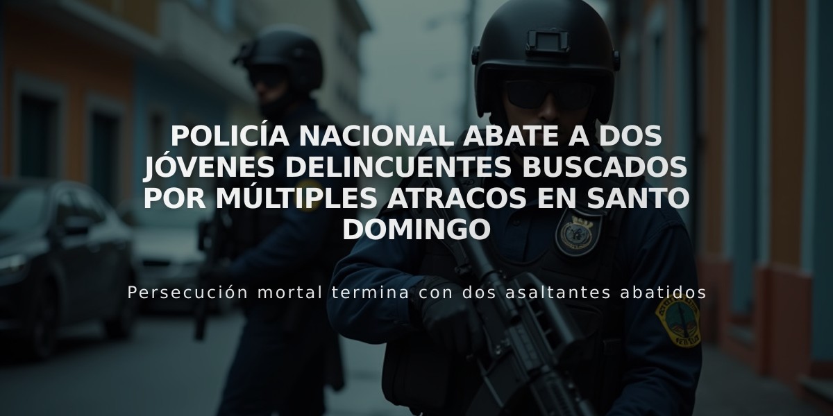 Policía Nacional abate a dos jóvenes delincuentes buscados por múltiples atracos en Santo Domingo