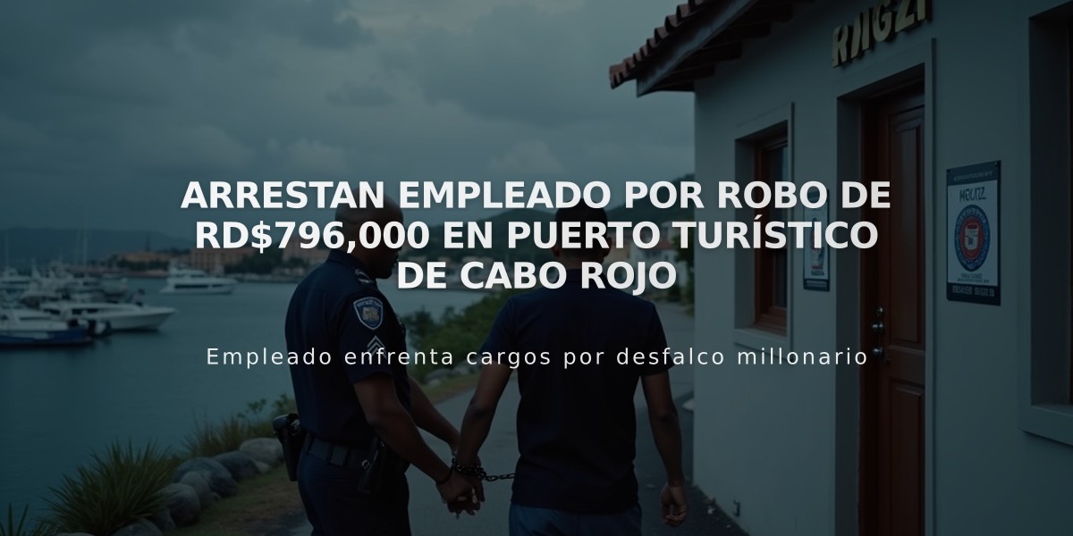 Arrestan empleado por robo de RD$796,000 en Puerto Turístico de Cabo Rojo