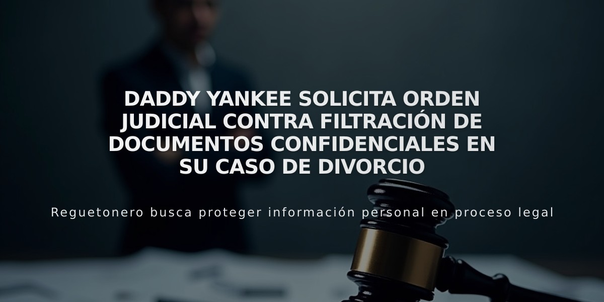 Daddy Yankee solicita orden judicial contra filtración de documentos confidenciales en su caso de divorcio