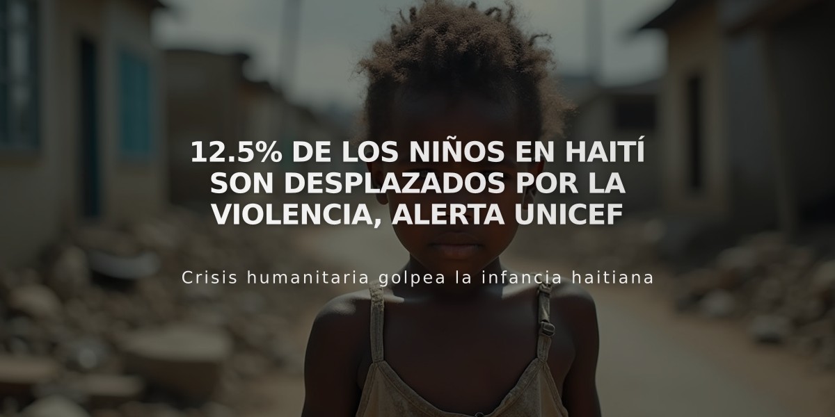 12.5% de los niños en Haití son desplazados por la violencia, alerta Unicef