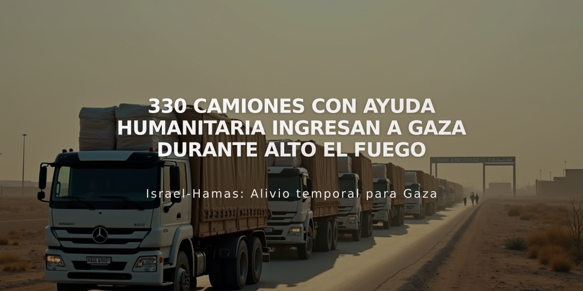 330 camiones con ayuda humanitaria ingresan a Gaza durante alto el fuego