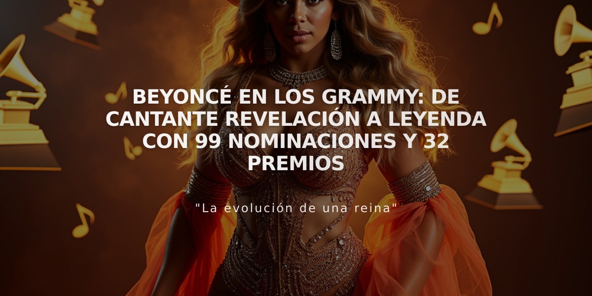 Beyoncé en los Grammy: De cantante revelación a leyenda con 99 nominaciones y 32 premios