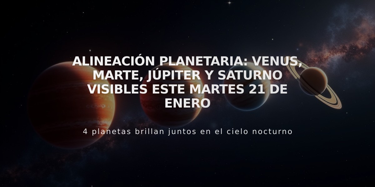 Alineación planetaria: Venus, Marte, Júpiter y Saturno visibles este martes 21 de enero