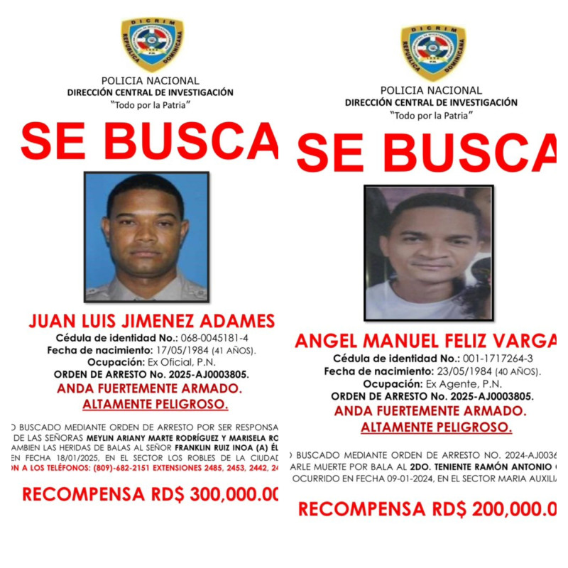 Se buscan dos hombres: alerta policial