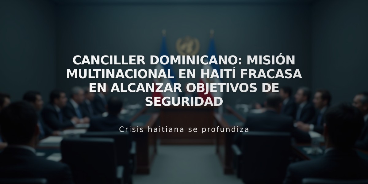 Canciller dominicano: Misión Multinacional en Haití fracasa en alcanzar objetivos de seguridad