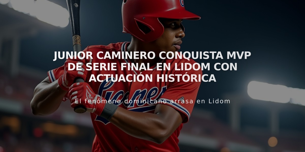 Junior Caminero conquista MVP de Serie Final en Lidom con actuación histórica