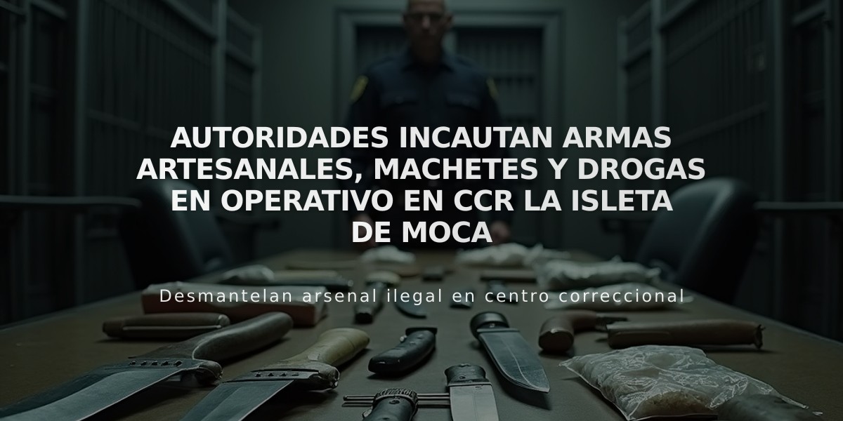 Autoridades incautan armas artesanales, machetes y drogas en operativo en CCR La Isleta de Moca