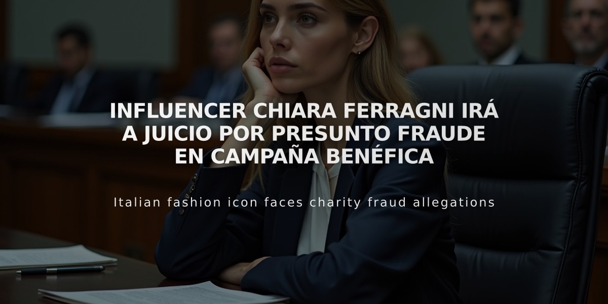 Influencer Chiara Ferragni irá a juicio por presunto fraude en campaña benéfica