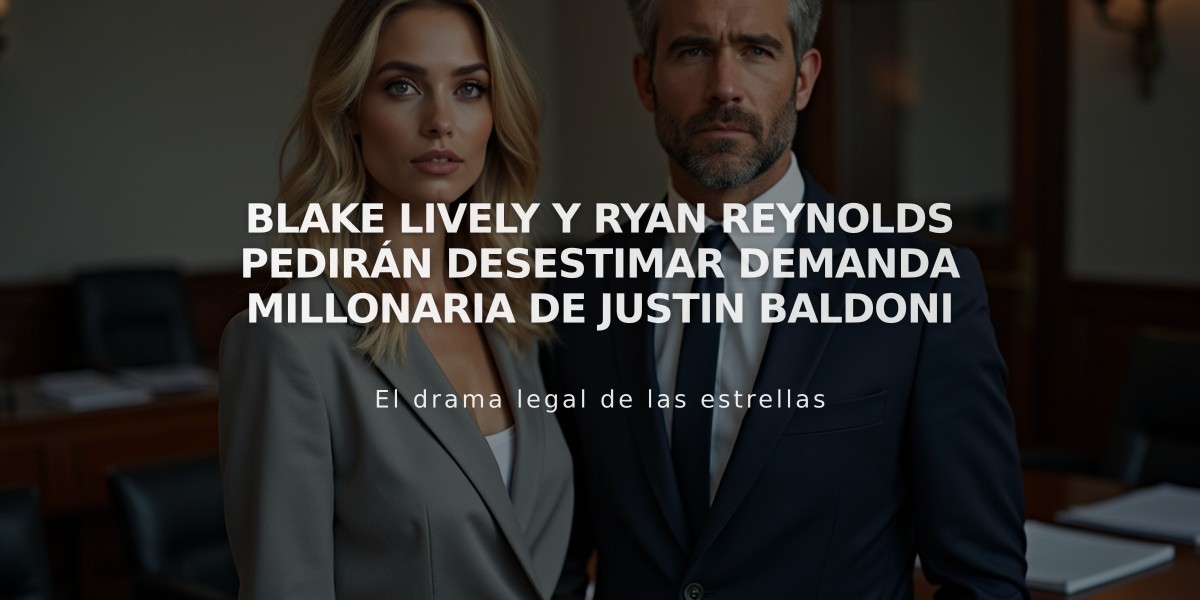 Blake Lively y Ryan Reynolds pedirán desestimar demanda millonaria de Justin Baldoni