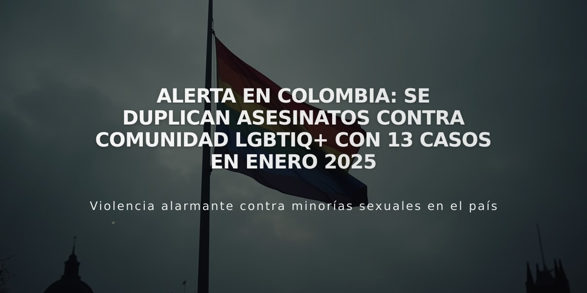 Alerta en Colombia: Se duplican asesinatos contra comunidad LGBTIQ+ con 13 casos en enero 2025