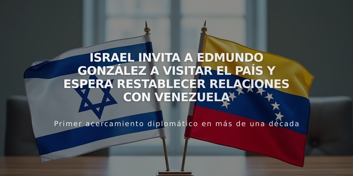 Israel invita a Edmundo González a visitar el país y espera restablecer relaciones con Venezuela