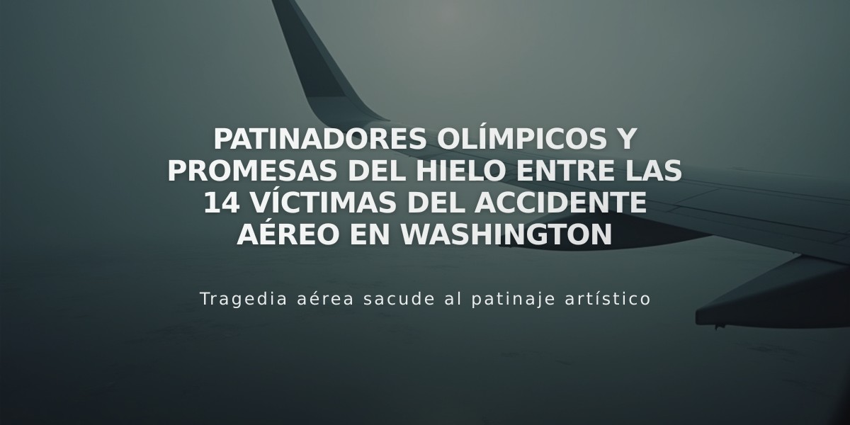 Patinadores olímpicos y promesas del hielo entre las 14 víctimas del accidente aéreo en Washington