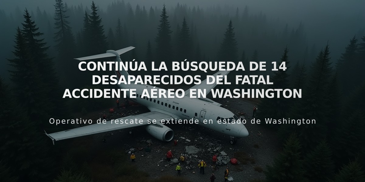 Continúa la búsqueda de 14 desaparecidos del fatal accidente aéreo en Washington