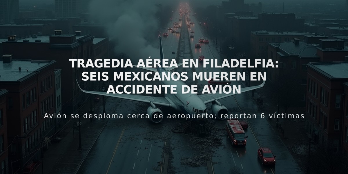 Tragedia aérea en Filadelfia: Seis mexicanos mueren en accidente de avión