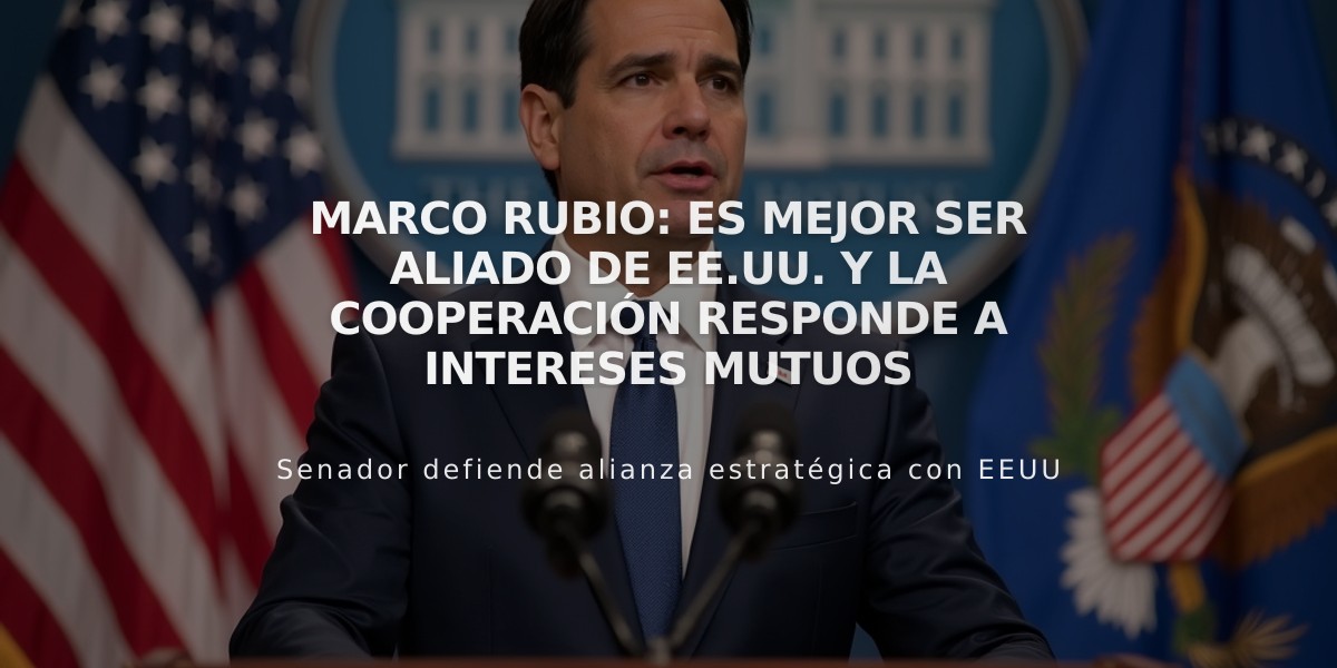 Marco Rubio: Es mejor ser aliado de EE.UU. y la cooperación responde a intereses mutuos