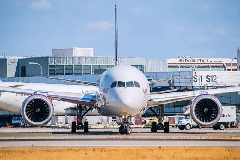 Avión comercial estacionado en pista