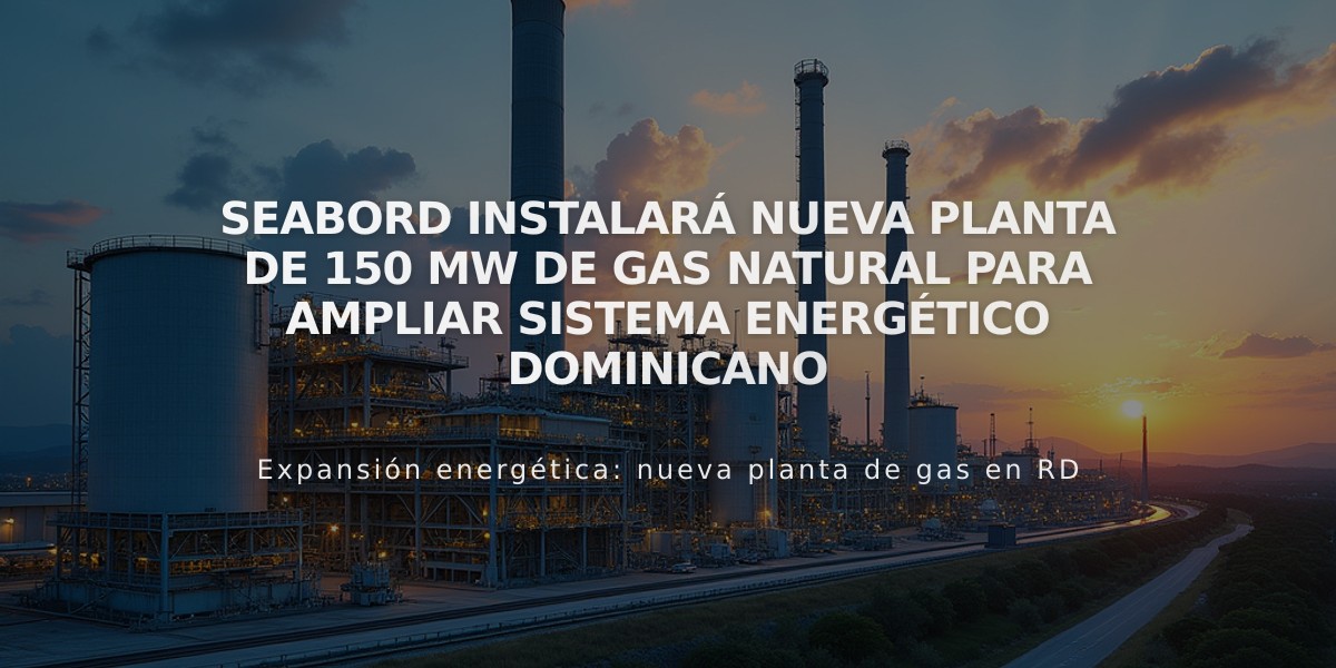 Seabord instalará nueva planta de 150 MW de gas natural para ampliar sistema energético dominicano