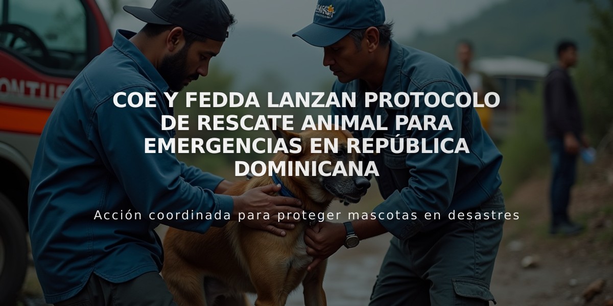 COE y FEDDA lanzan Protocolo de Rescate Animal para Emergencias en República Dominicana