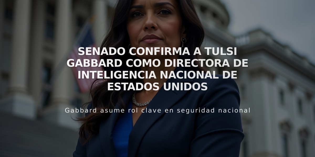 Senado confirma a Tulsi Gabbard como directora de Inteligencia Nacional de Estados Unidos